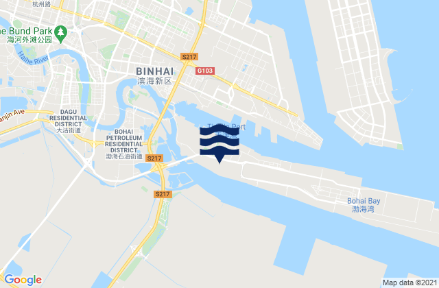 Mappa delle maree di Tianjin Xingang, China