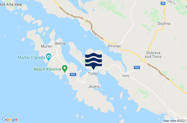 Mappa delle maree di Tijesno, Croatia