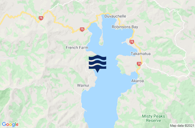 Mappa delle maree di Tikao Bay, New Zealand