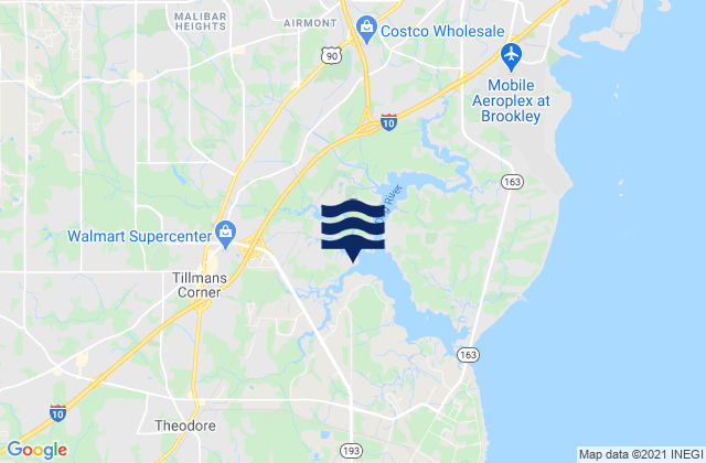 Mappa delle maree di Tillmans Corner, United States