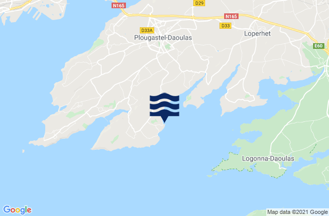 Mappa delle maree di Tinduff, France