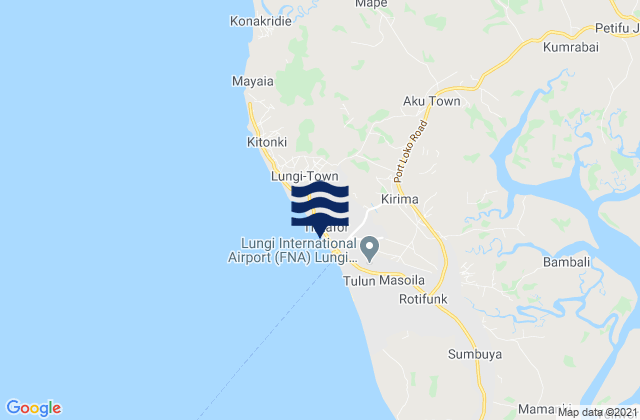 Mappa delle maree di Tintafor, Sierra Leone