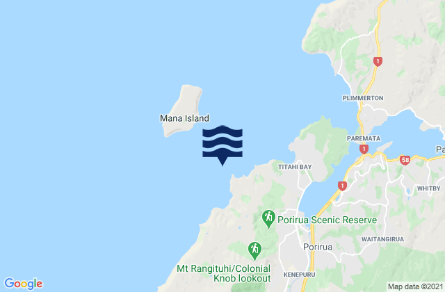 Mappa delle maree di Tirau Bay, New Zealand