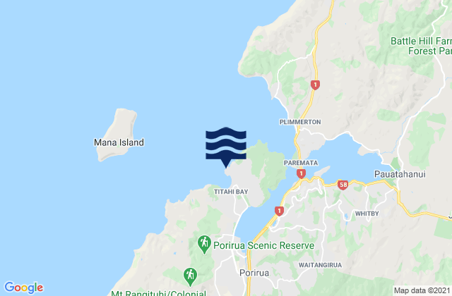 Mappa delle maree di Titahi Bay, New Zealand