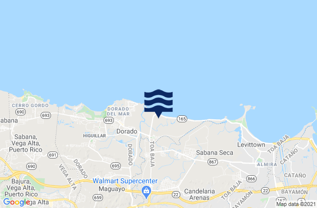 Mappa delle maree di Toa Baja Barrio-Pueblo, Puerto Rico