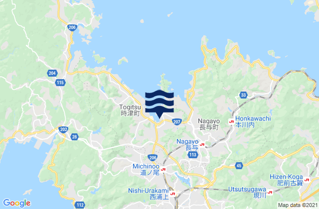 Mappa delle maree di Togitsu, Japan