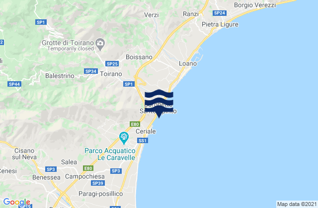 Mappa delle maree di Toirano, Italy