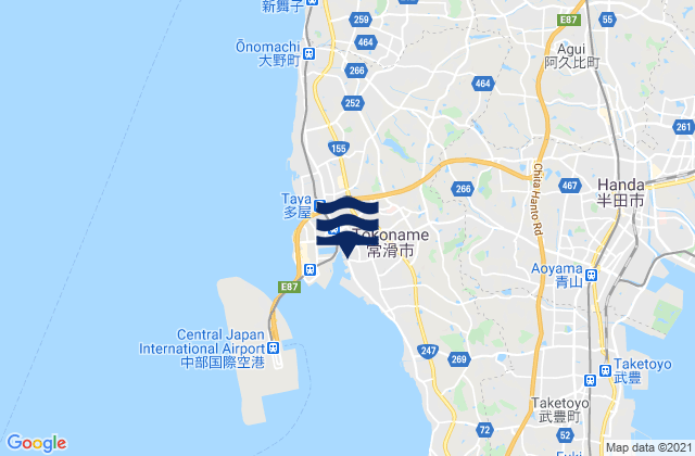 Mappa delle maree di Tokoname-shi, Japan