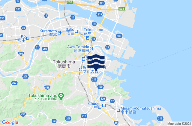 Mappa delle maree di Tokushima Shi, Japan