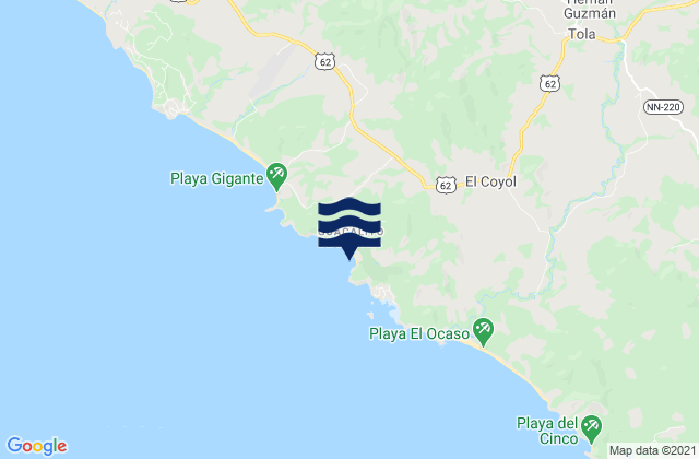 Mappa delle maree di Tola, Nicaragua