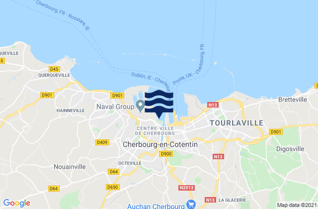 Mappa delle maree di Tollevast, France