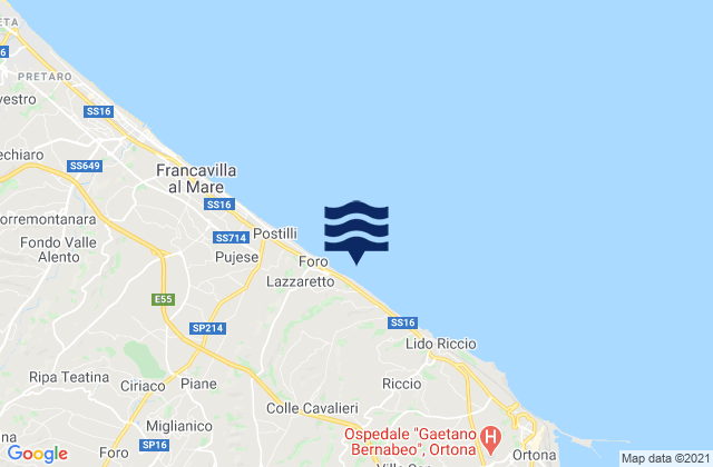 Mappa delle maree di Tollo, Italy