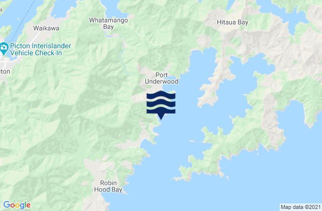 Mappa delle maree di Tom Canes Bay, New Zealand