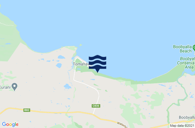 Mappa delle maree di Tomahawk Beach, Australia