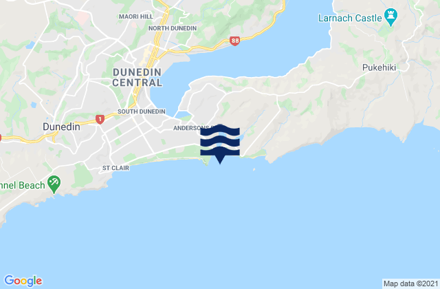 Mappa delle maree di Tomahawk Beach, New Zealand