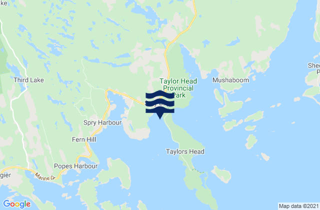 Mappa delle maree di Tomlee Bay, Canada
