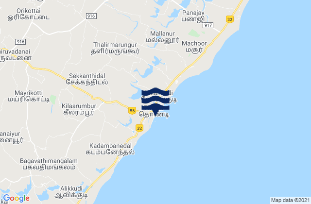 Mappa delle maree di Tondi, India