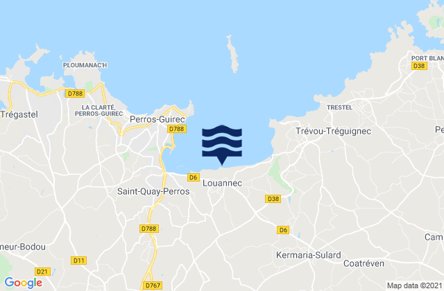 Mappa delle maree di Tonquédec, France