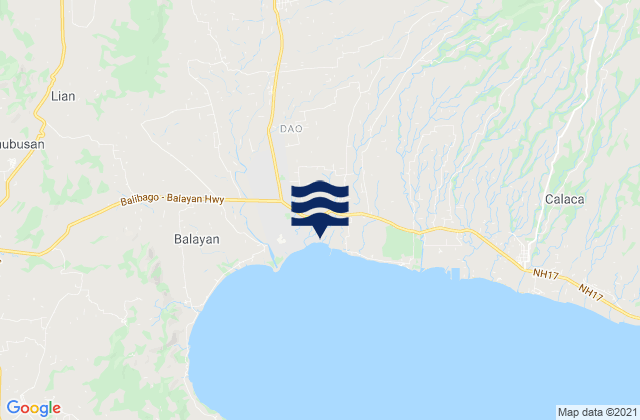 Mappa delle maree di Toong, Philippines