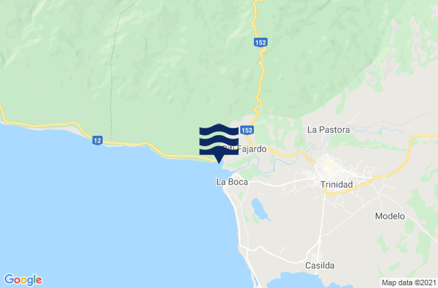 Mappa delle maree di Topes de Collantes, Cuba