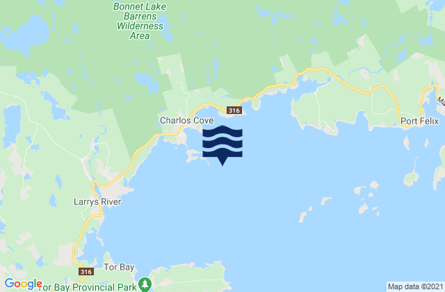 Mappa delle maree di Tor Bay, Canada