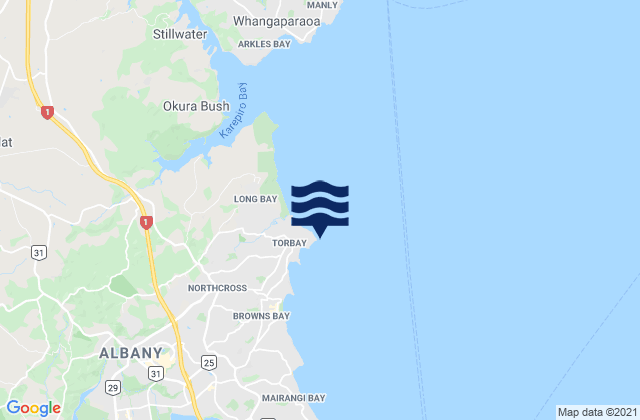 Mappa delle maree di Torbay, New Zealand