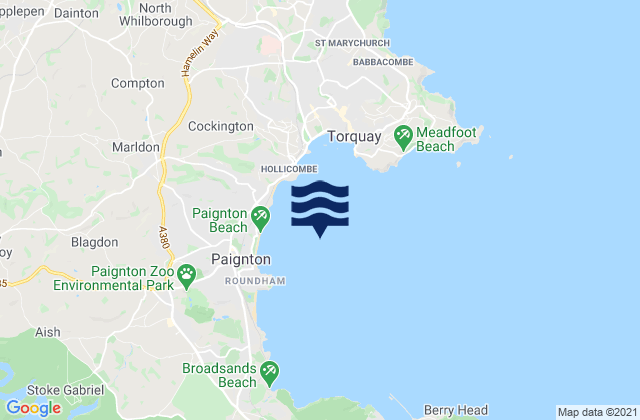 Mappa delle maree di Torbay, United Kingdom