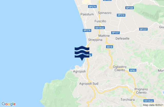 Mappa delle maree di Torchiara, Italy