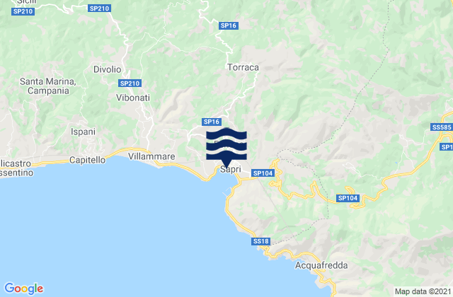 Mappa delle maree di Torraca, Italy