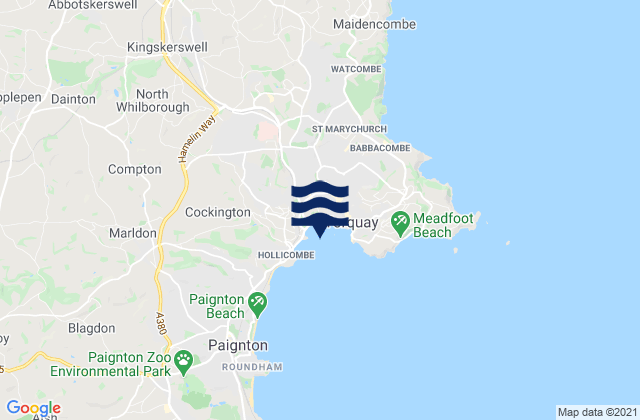 Mappa delle maree di Torre Abbey Beach, United Kingdom