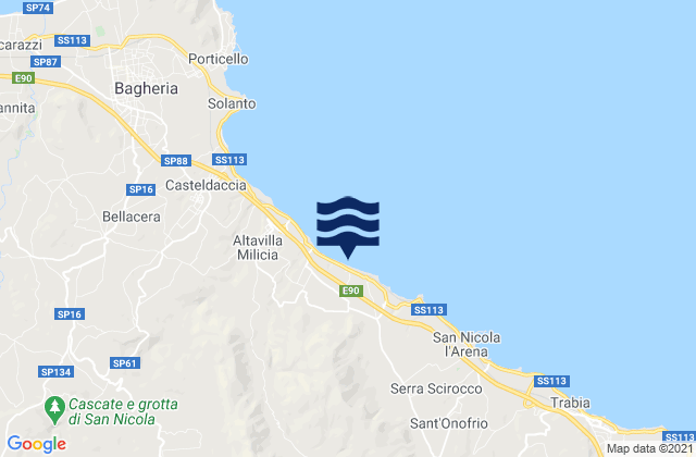Mappa delle maree di Torre Colonna-Sperone, Italy