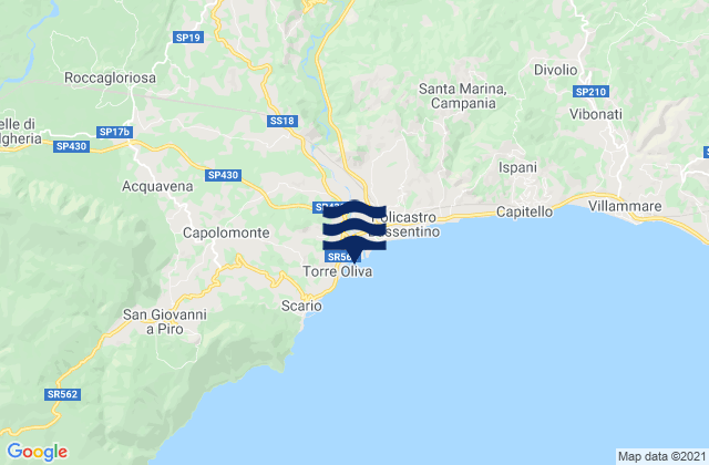 Mappa delle maree di Torre Orsaia, Italy