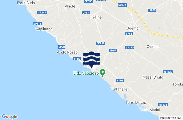 Mappa delle maree di Torre San Giovanni, Italy