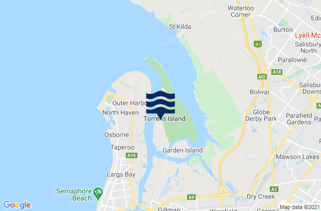 Mappa delle maree di Torrens Island, Australia