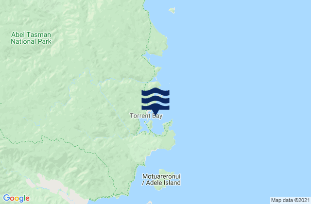Mappa delle maree di Torrent Bay Abel Tasman, New Zealand