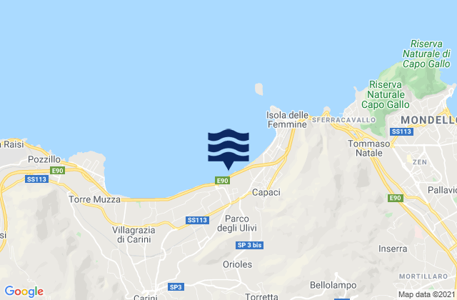 Mappa delle maree di Torretta, Italy