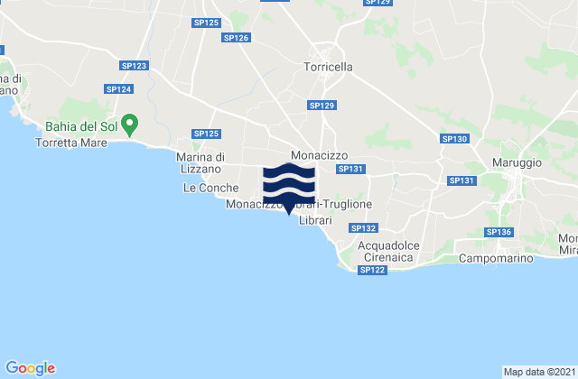 Mappa delle maree di Torricella, Italy