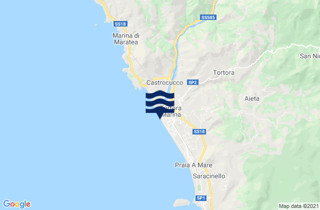Mappa delle maree di Tortora Marina, Italy