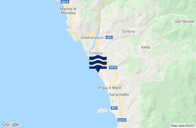 Mappa delle maree di Tortora, Italy
