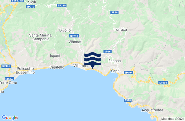 Mappa delle maree di Tortorella, Italy