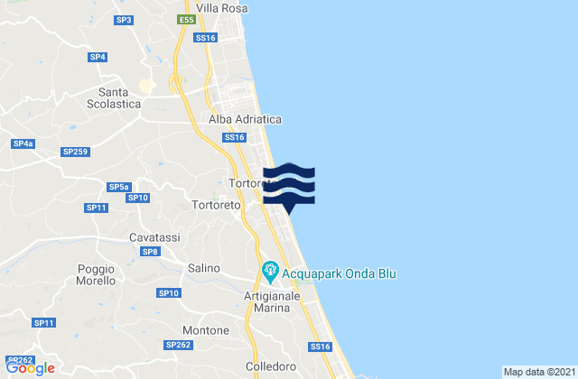 Mappa delle maree di Tortoreto Lido, Italy