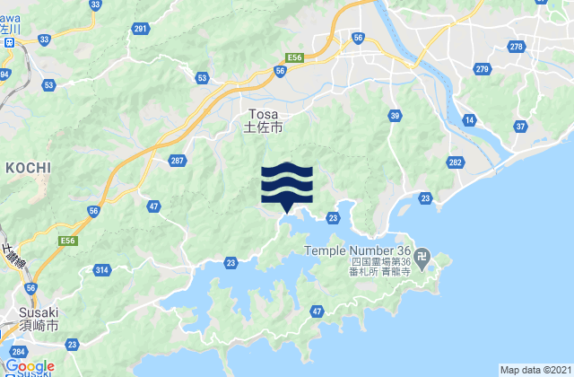 Mappa delle maree di Tosa-shi, Japan