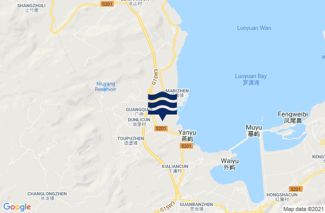 Mappa delle maree di Toubao, China