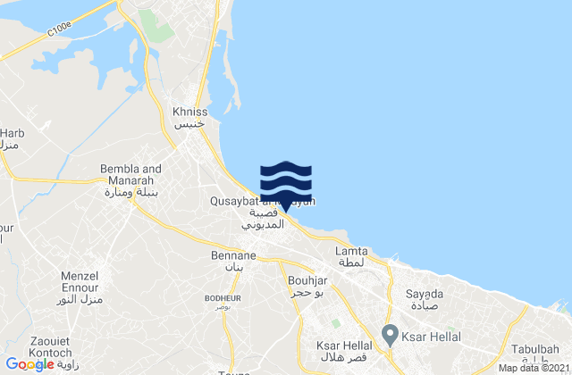 Mappa delle maree di Touza, Tunisia