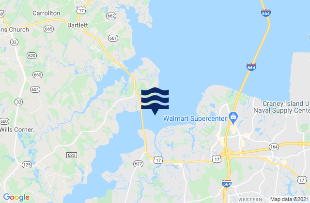 Mappa delle maree di Town Point Bridge 0.5 mile east of, United States