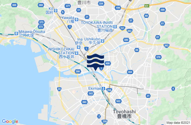 Mappa delle maree di Toyokawa, Japan