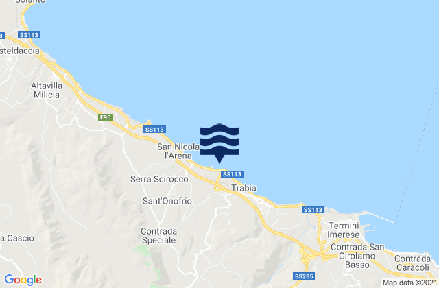 Mappa delle maree di Trabia, Italy