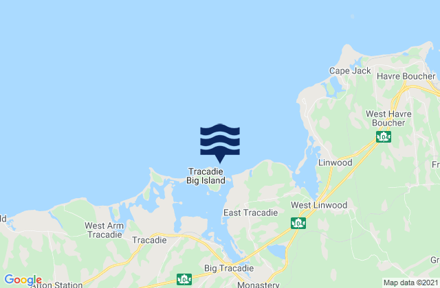 Mappa delle maree di Tracadie Big Island, Canada