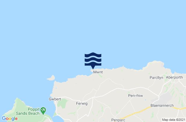 Mappa delle maree di Traeth y Mwnt Beach, United Kingdom