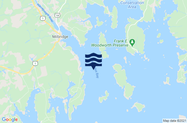 Mappa delle maree di Trafton Island, Narraguagus Bay, United States